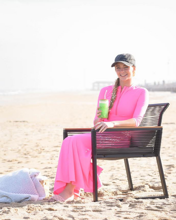 MA-1018 Hot Pink Swim Top & Maxi Skirt Set